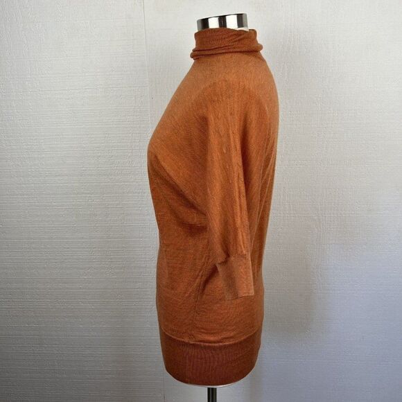 Piazza Sempione Top 10 Womens Orange 3/4 Sleeve Turtleneck Knit Wool Lightweight - Picture 4 of 8